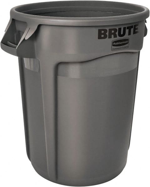 Rubbermaid - 20 Gal Gray Round Trash Can - Polyethylene, 22.91" High - Exact Tooling