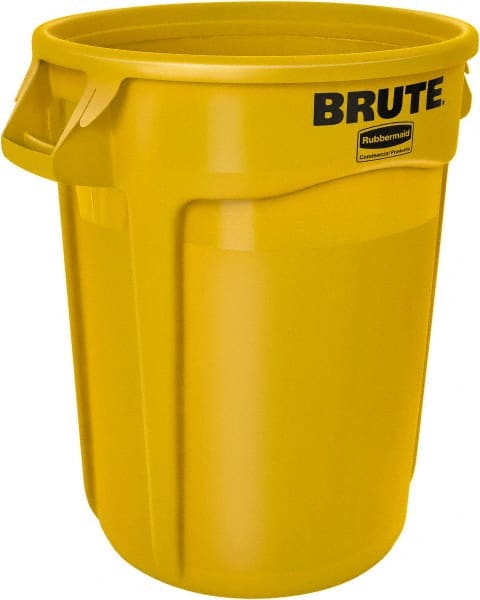 Rubbermaid - 20 Gal Yellow Round Trash Can - Polyethylene, 22.93" High - Exact Tooling