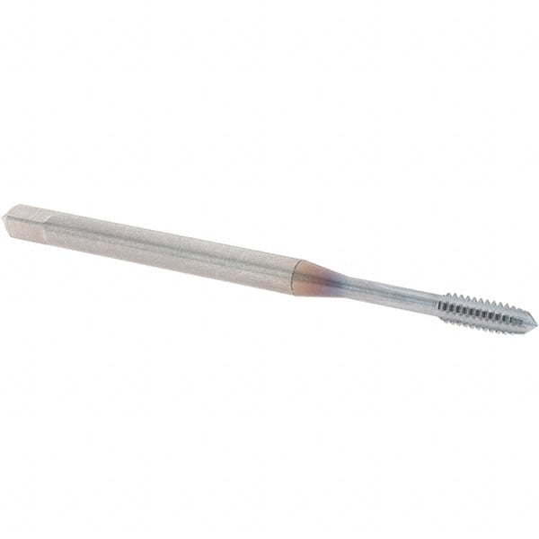 OSG - #4-40 UNC 2B 4 Flute TiCN Finish Solid Carbide Straight Flute Machine Tap - Modified Bottoming, Right Hand Thread, 56mm OAL, 9/16" Thread Length, Oversize - Exact Tooling