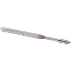 OSG - #4-40 UNC 2B 4 Flute TiCN Finish Solid Carbide Straight Flute Machine Tap - Modified Bottoming, Right Hand Thread, 56mm OAL, 9/16" Thread Length, Oversize - Exact Tooling