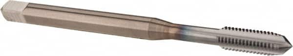 OSG - #10-32 UNF 2B 4 Flute TiCN Finish Solid Carbide Straight Flute Machine Tap - Modified Bottoming, Right Hand Thread, 70mm OAL, 7/8" Thread Length, Oversize - Exact Tooling