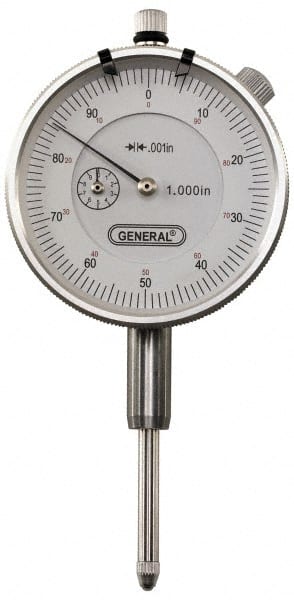 General - 0-100 Dial Reading, 0.001" Graduation Dial Drop Indicator - 2-1/4" Dial, 0.1" Range per Revolution, Revolution Counter - Exact Tooling