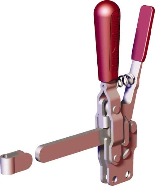 De-Sta-Co - 499 Lb Holding Capacity, Vertical Handle, Manual Hold Down Toggle Clamp - 57° Handle Movement, 99° Bar Opening, Solid Bar, Straight Base, Carbon Steel - Exact Tooling