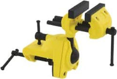 Stanley - 2-7/8" Jaw Width, 3" Opening Capacity, 1-1/2" Throat Depth, Cast Aluminum Swivel Bench Vise - Clamp-On Base Attachment, 7" Long x 3-1/4" Wide x 9-1/2" High - Exact Tooling