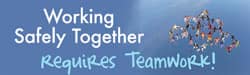 NMC - Working Safely Together Requires Teamwork!, 60 Inch Long x 36 Inch High, Safety Banner - Polyethylene, English, Printed on 1 Side - Exact Tooling