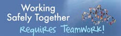 NMC - Working Safely Together Requires Teamwork!, 60 Inch Long x 36 Inch High, Safety Banner - Polyethylene, English, Printed on 1 Side - Exact Tooling