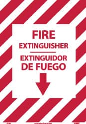 NMC - Fire Extinguisher, Plastic Fire Sign - 14" Wide x 10" High, English/Spanish, Glow-in-the-Dark - Exact Tooling