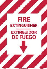 NMC - Fire Extinguisher, Pressure Sensitive Vinyl Fire Sign - 14" Wide x 10" High, English/Spanish, Glow-in-the-Dark - Exact Tooling