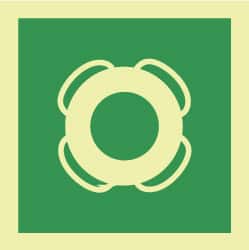 NMC - 6" Long x 6" Wide, Pressure-Sensitive Vinyl Safety Sign - Square, 0.004" Thick, Use for Marine Application - Exact Tooling