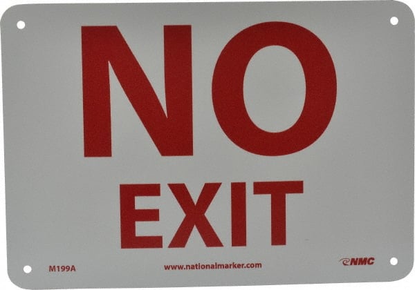 NMC - No Exit, Aluminum Exit Sign - 10" Wide x 7" High - Exact Tooling