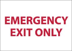 NMC - Emergency Exit Only, Aluminum Exit Sign - 10" Wide x 7" High - Exact Tooling