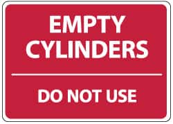 NMC - "Empty Cylinders - Do Not Use", 10" Long x 14" Wide, Pressure-Sensitive Vinyl Safety Sign - Rectangle, 0.004" Thick, Use for Accident Prevention - Exact Tooling