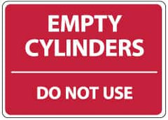 NMC - "Empty Cylinders - Do Not Use", 10" Long x 14" Wide, Aluminum Safety Sign - Rectangle, 0.04" Thick, Use for Accident Prevention - Exact Tooling