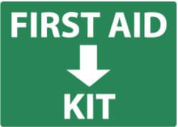 NMC - "First Aid Kit", 10" Long x 14" Wide, Aluminum Safety Sign - Rectangle, 0.04" Thick, Use for First Aid - Exact Tooling
