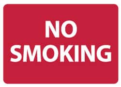 NMC - "No Smoking", 10" Long x 14" Wide, Rigid Plastic Safety Sign - Rectangle, 0.05" Thick, Use for Smoking Regulations - Exact Tooling