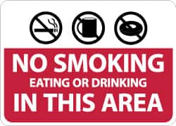 NMC - "No Smoking Eating or Drinking in This Area", 10" Long x 14" Wide, Aluminum Safety Sign - Rectangle, 0.04" Thick, Use for Smoking Regulations - Exact Tooling