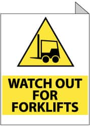 NMC - "Watch out for Forklifts", 10" Long x 8" Wide, Rigid Plastic Safety Sign - Rectangle, 0.05" Thick, Use for Accident Prevention - Exact Tooling