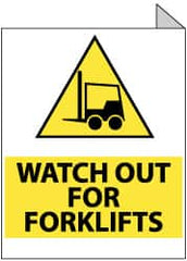 NMC - "Watch out for Forklifts", 10" Long x 8" Wide, Rigid Plastic Safety Sign - Rectangle, 0.05" Thick, Use for Accident Prevention - Exact Tooling