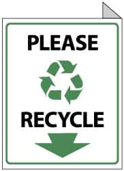 NMC - "Please Recycle", 10" Long x 8" Wide, Rigid Plastic Safety Sign - Rectangle, 0.05" Thick, Use for Restroom, Janitorial & Housekeeping - Exact Tooling