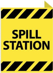 NMC - "Spill Station", 10" Long x 8" Wide, Rigid Plastic Safety Sign - Rectangle, 0.05" Thick, Use for Restroom, Janitorial & Housekeeping - Exact Tooling