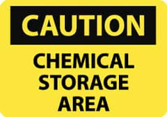 NMC - "Caution - Chemical Storage Area", 10" Long x 14" Wide, Aluminum Safety Sign - Rectangle, 0.04" Thick, Use for Hazardous Materials - Exact Tooling