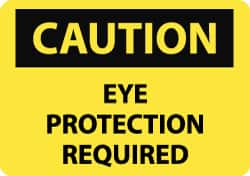 NMC - "Caution - Eye Protection Required", 10" Long x 14" Wide, Aluminum Safety Sign - Rectangle, 0.04" Thick, Use for Accident Prevention - Exact Tooling