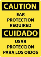 NMC - "Caution - Ear Protection Required", 14" Long x 10" Wide, Rigid Plastic Safety Sign - Rectangle, 0.05" Thick, Use for Accident Prevention - Exact Tooling