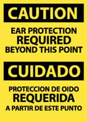 NMC - "Caution - Ear Protection Required Beyond This Point", 14" Long x 10" Wide, Aluminum Safety Sign - Rectangle, 0.04" Thick, Use for Accident Prevention - Exact Tooling
