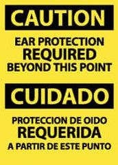 NMC - "Caution - Ear Protection Required Beyond This Point", 14" Long x 10" Wide, Aluminum Safety Sign - Rectangle, 0.04" Thick, Use for Accident Prevention - Exact Tooling