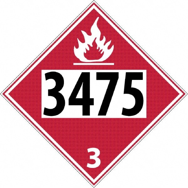 NMC - DOT - Shipping & Vehicle - 3475, 10-3/4" Wide x 10-3/4" High, Rigid Plastic Placard - Black & Yellow on White, UV Resistant, Chemical Resistant, Graffiti Proof - Exact Tooling