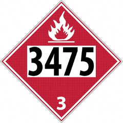 NMC - DOT - Shipping & Vehicle - 3475, 10-3/4" Wide x 10-3/4" High, Rigid Plastic Placard - Black & Yellow on White, UV Resistant, Chemical Resistant, Graffiti Proof - Exact Tooling