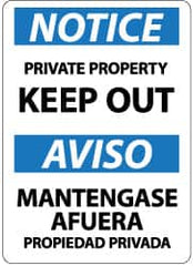 NMC - "Notice - Private Property - Keep Out", 14" Long x 10" Wide, Rigid Plastic Safety Sign - Rectangle, 0.05" Thick, Use for Security & Admittance - Exact Tooling