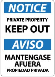 NMC - "Notice - Private Property - Keep Out", 14" Long x 10" Wide, Aluminum Safety Sign - Rectangle, 0.04" Thick, Use for Security & Admittance - Exact Tooling