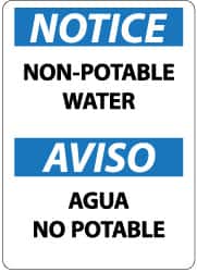 NMC - "Notice - Non-Potable Water", 14" Long x 10" Wide, Rigid Plastic Safety Sign - Rectangle, 0.05" Thick, Use for Accident Prevention - Exact Tooling