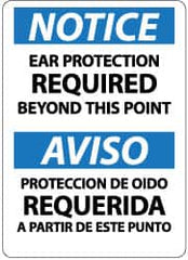 NMC - "Notice - Ear Protection Required Beyond This Point", 14" Long x 10" Wide, Rigid Plastic Safety Sign - Rectangle, 0.05" Thick, Use for Accident Prevention - Exact Tooling