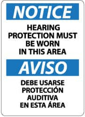 NMC - "Notice - Hearing Protection Must Be Worn in This Area", 14" Long x 10" Wide, Rigid Plastic Safety Sign - Rectangle, 0.05" Thick, Use for Accident Prevention - Exact Tooling