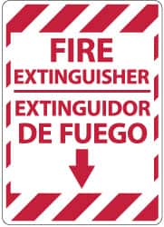 NMC - Fire Extinguisher, Aluminum Fire Sign - 14" Wide x 10" High, English/Spanish - Exact Tooling