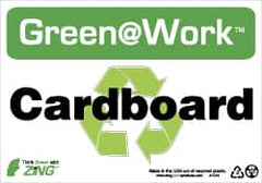 NMC - "Green @ Work - Cardboard", 7" Long x 10" Wide, Rigid Plastic Safety Sign - Rectangle, 0.01" Thick, Use for Restroom, Janitorial & Housekeeping - Exact Tooling