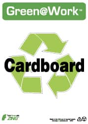 NMC - "Green @ Work - Cardboard", 14" Long x 10" Wide, Rigid Plastic Safety Sign - Rectangle, 0.01" Thick, Use for Restroom, Janitorial & Housekeeping - Exact Tooling