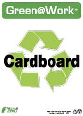 NMC - "Green @ Work - Cardboard", 14" Long x 10" Wide, Rigid Plastic Safety Sign - Rectangle, 0.01" Thick, Use for Restroom, Janitorial & Housekeeping - Exact Tooling