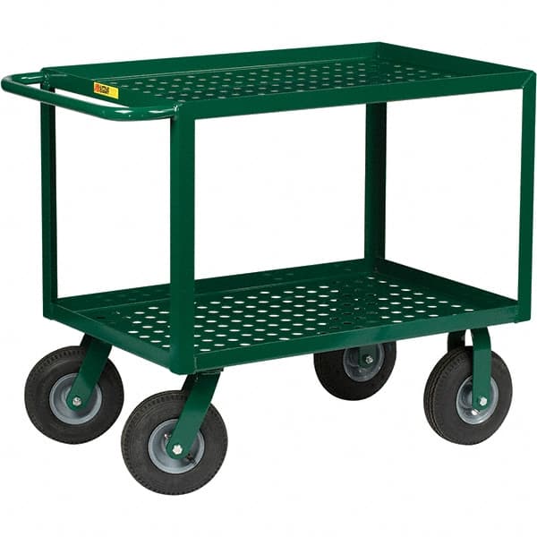 Little Giant - 1,000 Lb Capacity, 24" Wide x 36" Long x 35" High Service Cart - 2 Shelf, Steel, Pneumatic Casters - Exact Tooling