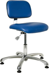 Bevco - 17 to 22" High Adjustable Height Swivel Stool - 25" Wide x 25" Deep, Vinyl Seat, Blue - Exact Tooling