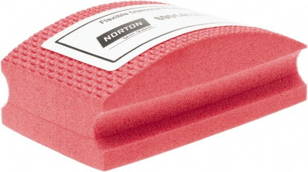Norton - Fine Grade, 200 Grit, Diamond Hand Pad - Red, 2-1/8" Wide x 3-1/2" Long x 1-1/2" Thick, Nonwoven - Exact Tooling
