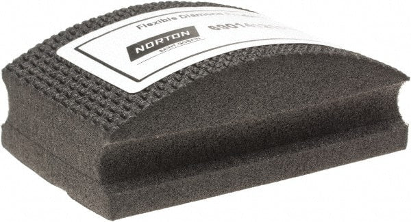 Norton - Medium Grade, 120 Grit, Diamond Hand Pad - Black, 2-1/8" Wide x 3-1/2" Long x 1-1/2" Thick, Nonwoven - Exact Tooling