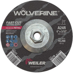 6″ × 3/32″ Type 27 Cutting Wheel, A24R, 5/8″-11 UNC Nut - Exact Tooling