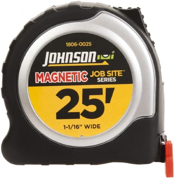 Johnson Level & Tool - 25' x 1-1/16" Tape Measure - 1/16" Graduation, Inch Graduation Style - Exact Tooling