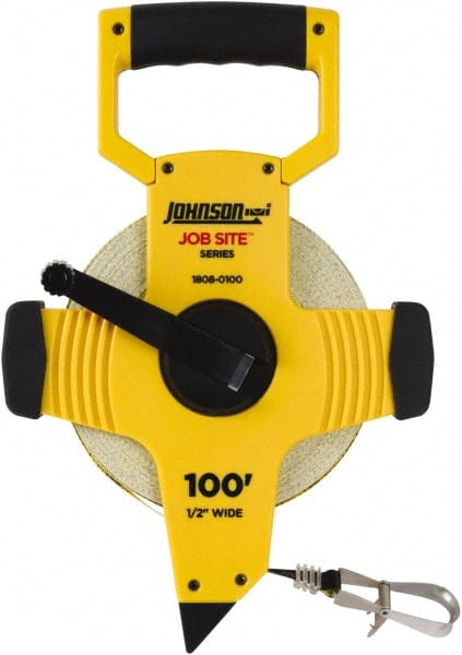 Johnson Level & Tool - 100' x 1/2" Tape Measure - 1/8" (Face) & 1/10" (Back) Graduation, Inch Graduation Style - Exact Tooling
