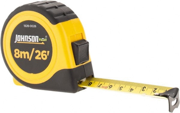 Johnson Level & Tool - 26' x 1" Tape Measure - 1/16" & 1mm Graduation, Inch/Metric Graduation Style - Exact Tooling