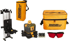 Johnson Level & Tool - 800' (Exterior) Measuring Range, 1/4" at 100' Accuracy, Manual-Leveling Rotary Laser - 150 to 300 RPM, 2 Beams, AA Battery Included - Exact Tooling