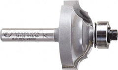 Amana Tool - 1-1/4" Cut Diam, 1/2" Length of Cut, 2 Flute Classical Edge Profile Router Bit - Carbide-Tipped, 1/4" Shank Diam, 2" OAL, Uncoated - Exact Tooling